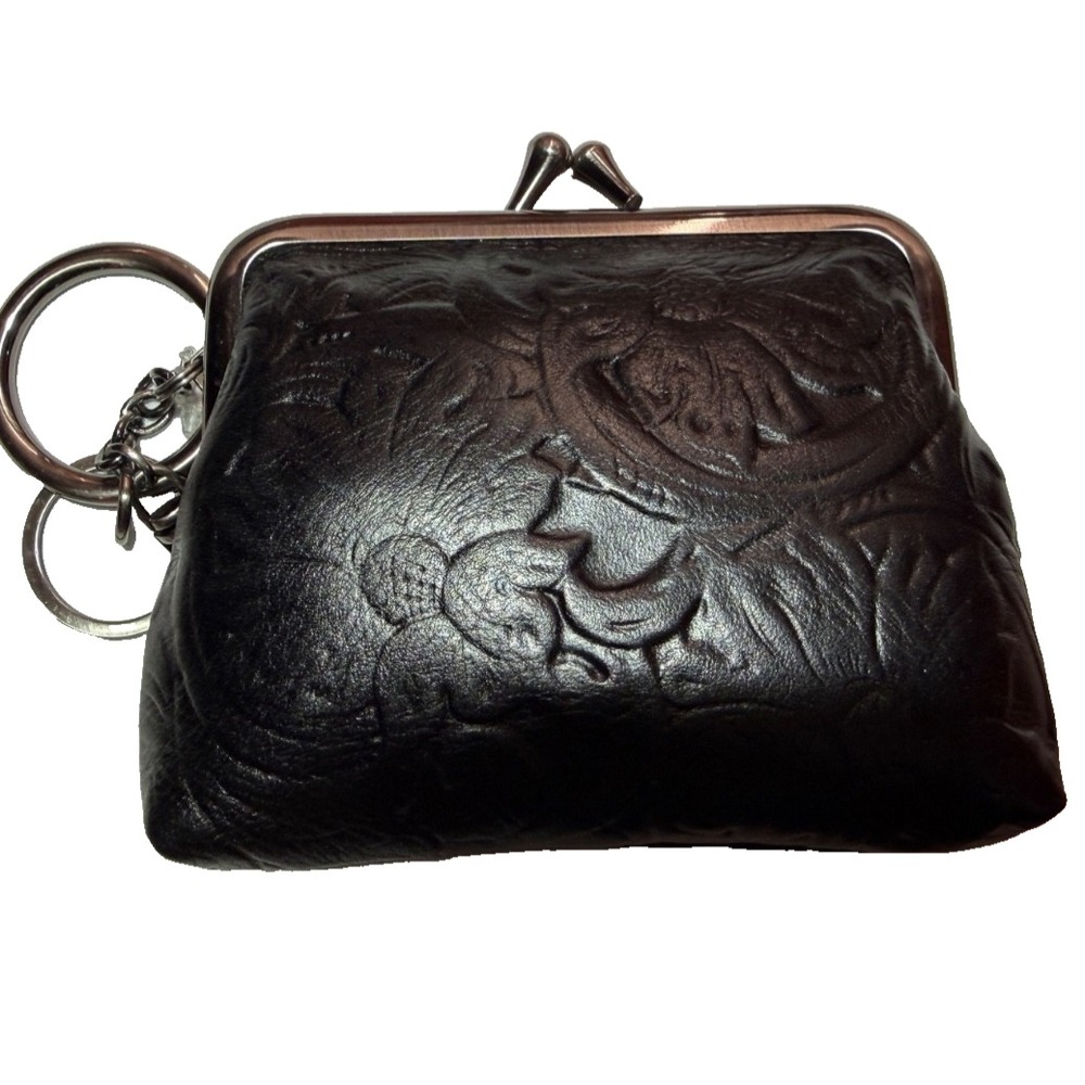 Patricia Nash  Borse Tooled Leather Coin‎ Purse BLACK  TOOLED ROSE NWOT GORGEOUS